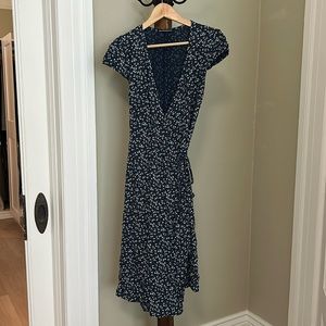 Navy floral wrap dress